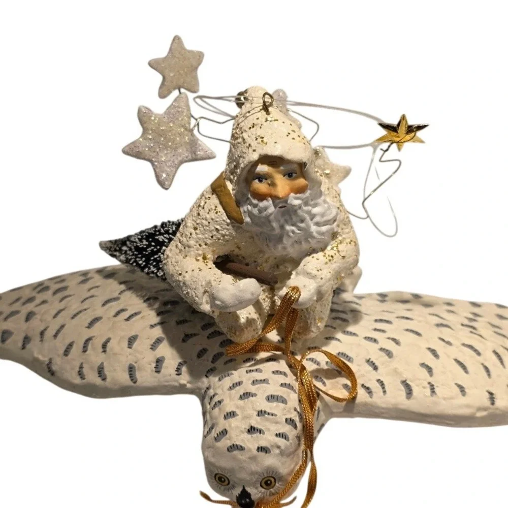 Dept 56 Father Frost Santa on Flying Owl‎ Ornament Christmas Decor 10 Inch